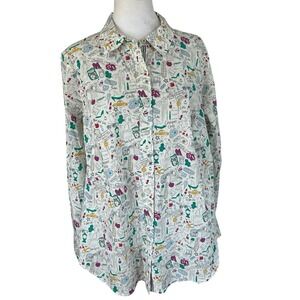 Talbots NYC Theme Button Down Shirt Long Sleeve Womans SZ 1X